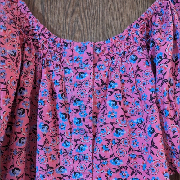 Free People James Smocked Pink Floral Top, Size XS - Picture 6 of 10